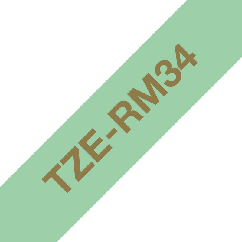 Brother TZE-RM34 etiketbånd Guld på mint-farve