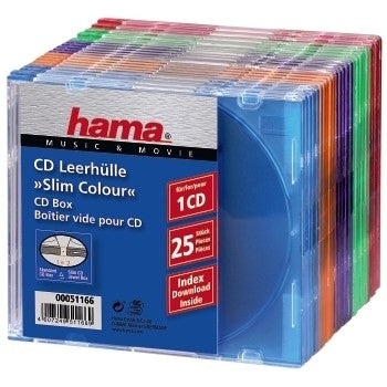 Hama CD Slim Box Pack of 25, Coloured 1 diske Flerfarvet