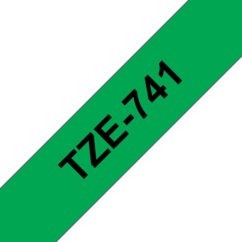 Brother TZE-741 etiketbånd Sort på grøn TZ