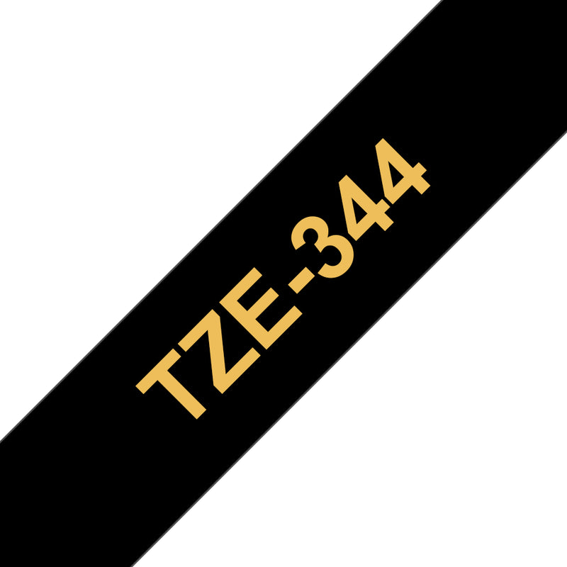 Brother TZE-344 etiketbånd Guld på sort