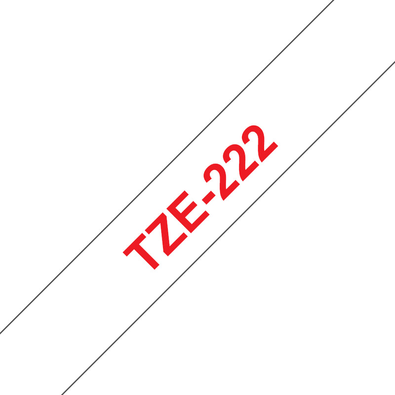 Brother TZE-222 etiketbånd Rød på hvid
