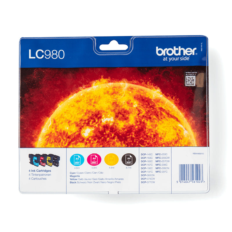 Brother LC-980VALBPDR blækpatron 4 stk Original Sort, Blå, Magenta, Gul