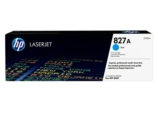 HP 827A Cyan Original LaserJet Toner Cartridge tonerpatron 1 stk Blå