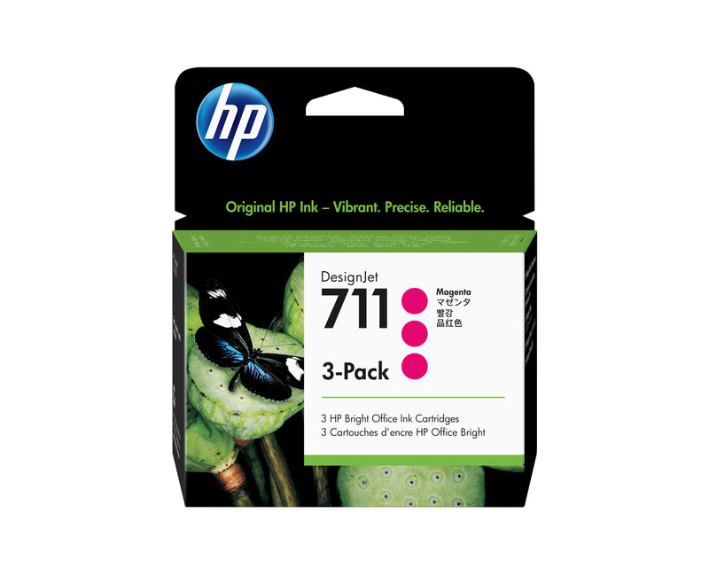 HP 711 3-pack 29-ml Magenta DesignJet Ink Cartridges printhoved Termisk inkjet