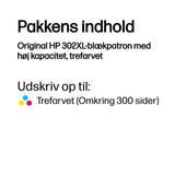 HP 302XL High Yield Tri-color Original Ink Cartridge blækpatron 1 stk Højt (XL) udbytte Blå, Magenta, Gul