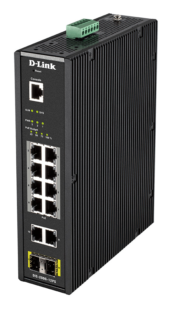 D-Link DIS-200G-12PS netværksswitch Administreret L2 Gigabit Ethernet (10/100/1000) Strøm over Ethernet (PoE) Sort