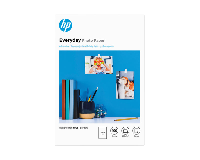 HP Everyday Glossy Photo Paper-100 sht/10 x 15 cm Hvid Glans