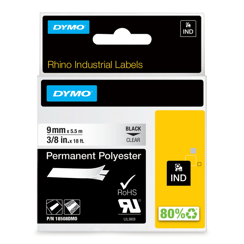 DYMO 9mm RHINO Clear Polyester Tape etiketbånd D1