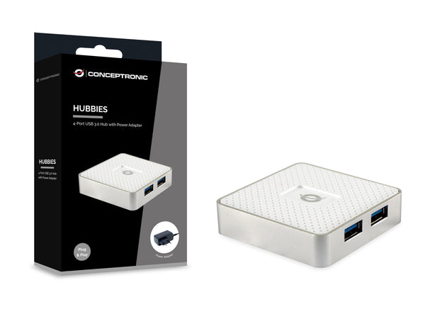 Conceptronic HUBBIES03W interface hub USB 3.2 Gen 1 (3.1 Gen 1) Micro-B 5000 Mbit/s Hvid