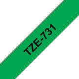 Brother TZE-731 etiketbånd Sort på grøn