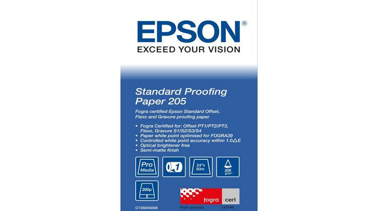 Epson Standard Proofing Paper, 24" x 50m, 205g/m2 storformat medie Halvmat