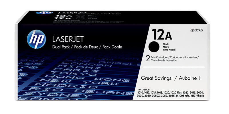 HP 12A 2-pack Black Original LaserJet Toner Cartridges tonerpatron 2 stk