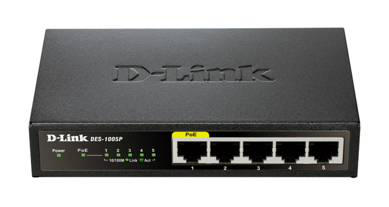 D-Link DES-1005P Ikke administreret L2 Fast Ethernet (10/100) Strøm over Ethernet (PoE) Sort