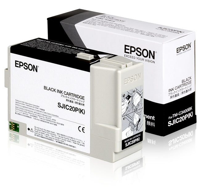 Epson SJIC20P(K) BLACK ink cartridge for TM-C3400BK blækpatron 1 stk Original Sort