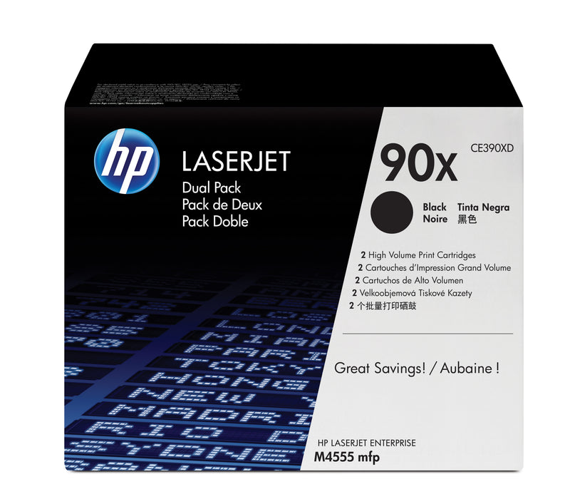 HP 90X 2-pack High Yield Black Original LaserJet Toner Cartridges tonerpatron 2 stk