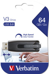Verbatim V3 USB-nøgle 64 GB USB Type-A 3.2 Gen 1 (3.1 Gen 1) Sort, Grå
