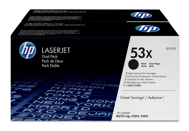 HP 53X 2-pack High Yield Black Original LaserJet Toner Cartridges tonerpatron 2 stk