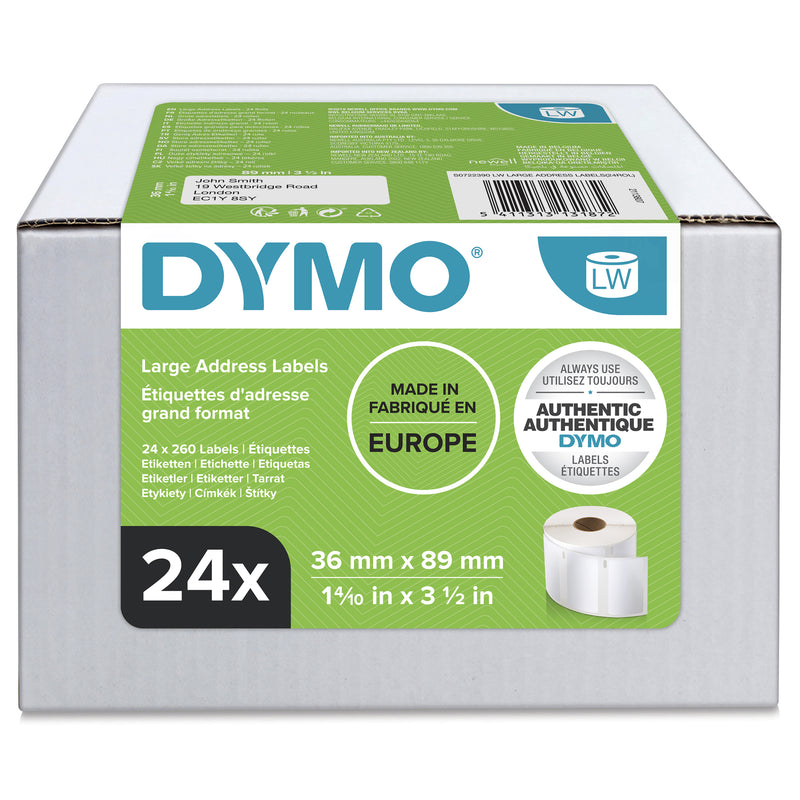 DYMO LW - Large Address Labels - 36 x 89 mm - S0722390 Hvid Selvklæbende printeretiket