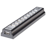 Manhattan 161572 interface hub USB 2.0 480 Mbit/s Sort, Sølv