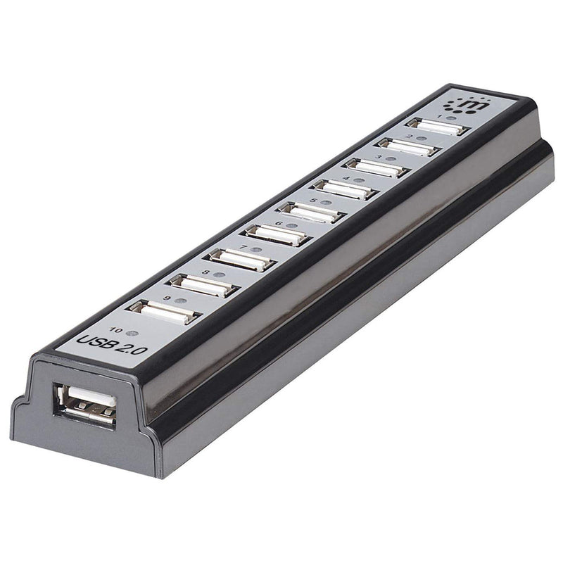 Manhattan 161572 interface hub USB 2.0 480 Mbit/s Sort, Sølv