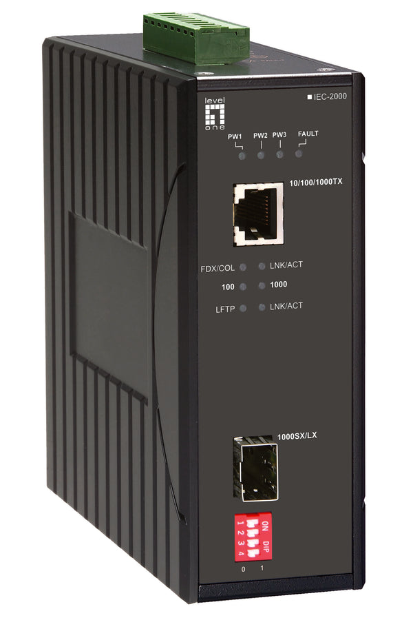 LevelOne IEC-2000 netværksomformer til medie 1000 Mbit/s Sort