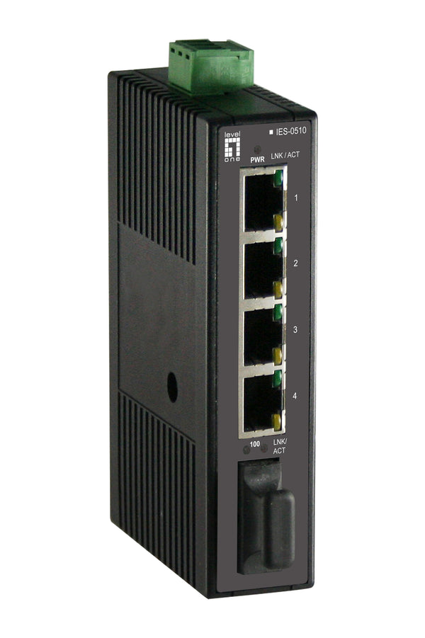LevelOne IES-0510 netværksswitch Ikke administreret Fast Ethernet (10/100) Sort