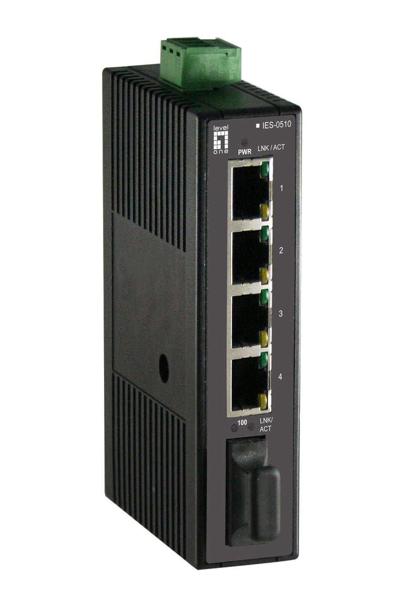 LevelOne IES-0510 netværksswitch Ikke administreret Fast Ethernet (10/100) Sort