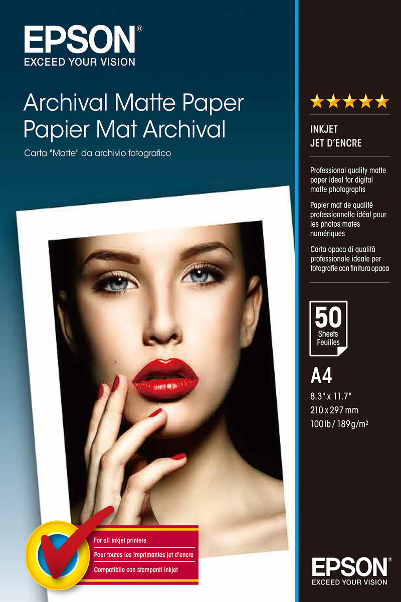 Epson Archival, DIN A4, 192 g/m² Hvid Mat