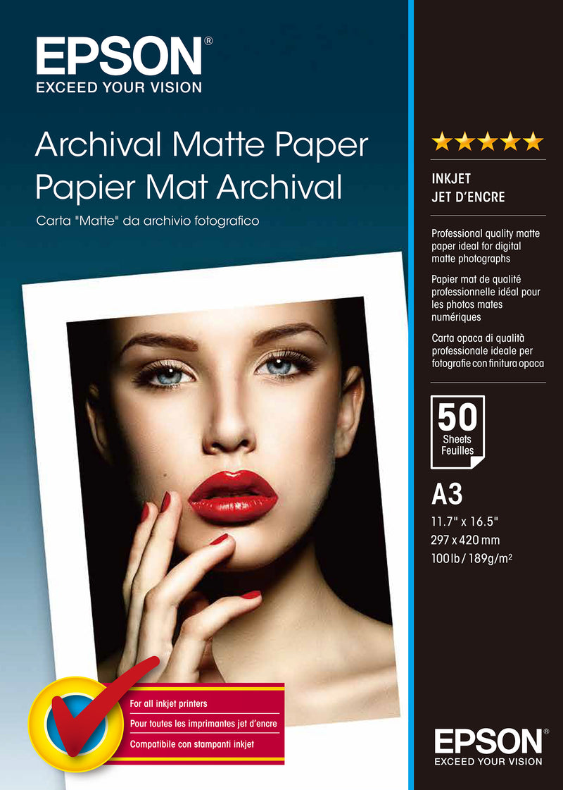 Epson Archival, DIN A3, 189g/m² Hvid Mat