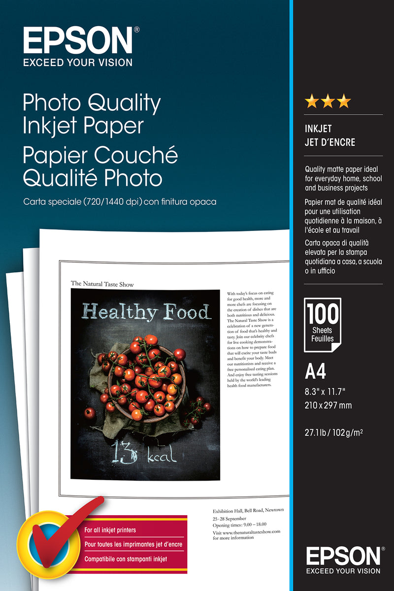 Epson Photo Quality , DIN A4, 102g/m² Hvid Mat