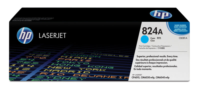 HP 824A Cyan Original LaserJet Toner Cartridge tonerpatron 1 stk Blå