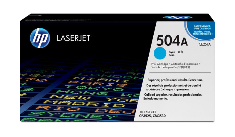 HP 504A Cyan Original LaserJet Toner Cartridge tonerpatron 1 stk Blå