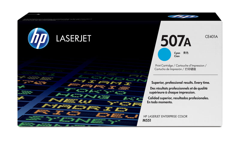 HP 507A Cyan Original LaserJet Toner Cartridge tonerpatron 1 stk Blå