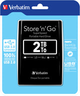 Verbatim Store 'n' Go ekstern harddisk 2 TB 5400 rpm Micro-USB B 3.2 Gen 1 (3.1 Gen 1) Sort