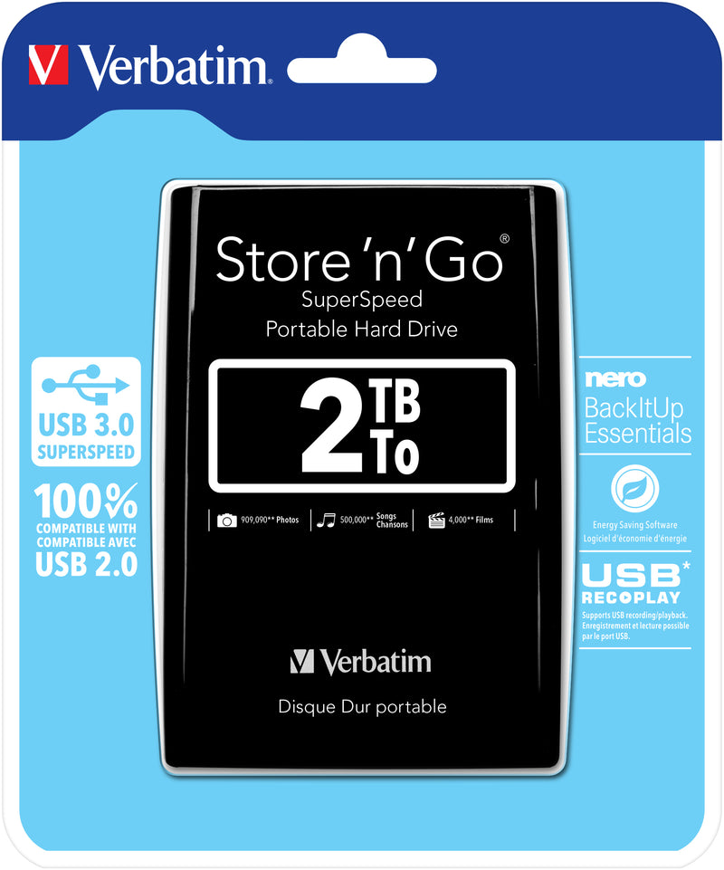 Verbatim Store 'n' Go ekstern harddisk 2 TB 5400 rpm Micro-USB B 3.2 Gen 1 (3.1 Gen 1) Sort