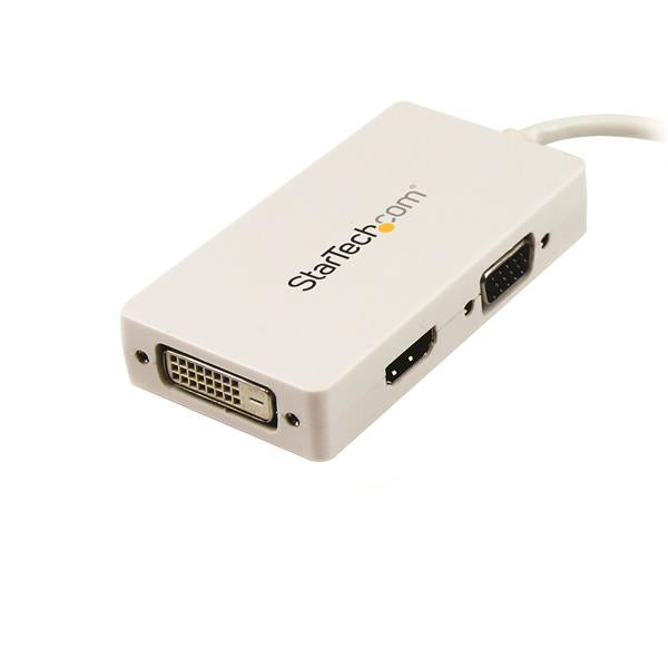 StarTech.com MDP2VGDVHDW videokabel adapter 0,15 m Mini DisplayPort DVI-D + VGA (D-Sub) + HDMI Hvid