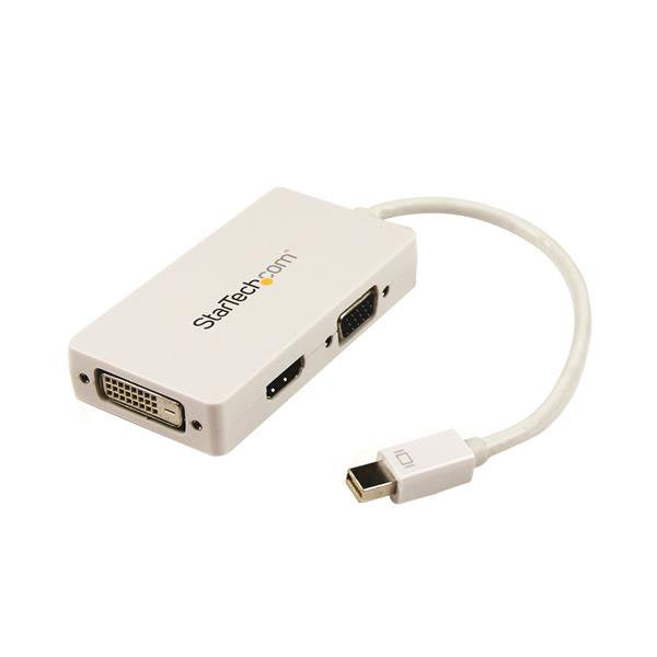 StarTech.com MDP2VGDVHDW videokabel adapter 0,15 m Mini DisplayPort DVI-D + VGA (D-Sub) + HDMI Hvid