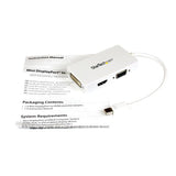 StarTech.com MDP2VGDVHDW videokabel adapter 0,15 m Mini DisplayPort DVI-D + VGA (D-Sub) + HDMI Hvid