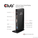 CLUB3D SenseVision USB3.0 Dual Display Docking Station Ledningsført USB 3.2 Gen 1 (3.1 Gen 1) Type-A Sort