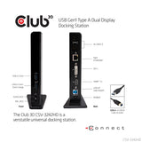 CLUB3D SenseVision USB3.0 Dual Display Docking Station Ledningsført USB 3.2 Gen 1 (3.1 Gen 1) Type-A Sort