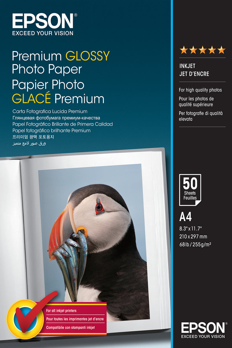 Epson Premium, DIN A4, 255g/m² Hvid Glans