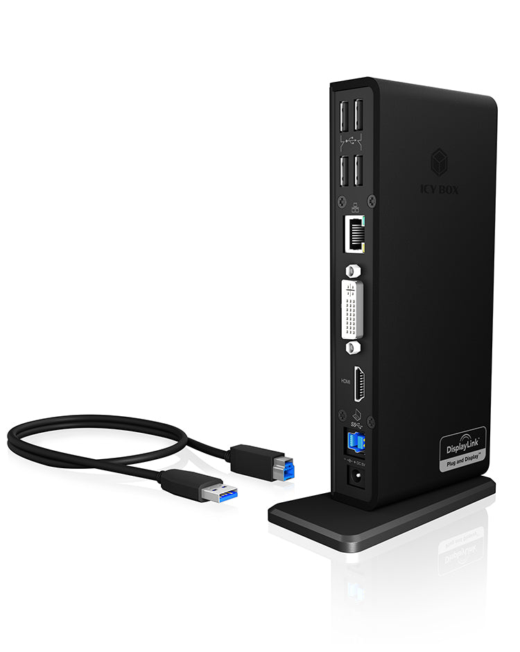 ICY BOX IB-DK2241AC Ledningsført USB 3.2 Gen 1 (3.1 Gen 1) Type-A Sort