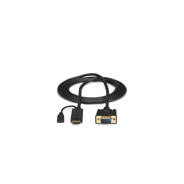 StarTech.com HD2VGAMM6 videokabel adapter 1,9 m VGA (D-Sub) HDMI + Micro USB Sort