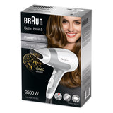 Braun Silk-épil 5 HD580 hårtørrer 2500 W Sølv, Hvid