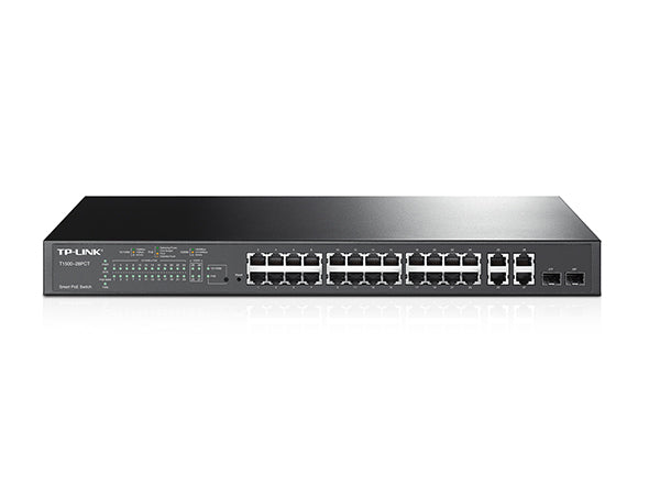 TP-Link T1500-28PCT netværksswitch Administreret L2 Fast Ethernet (10/100) Strøm over Ethernet (PoE) 1U Sort