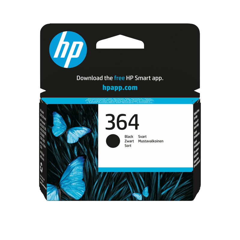 HP 364 Black Original Ink Cartridge blækpatron 1 stk Standard udbytte