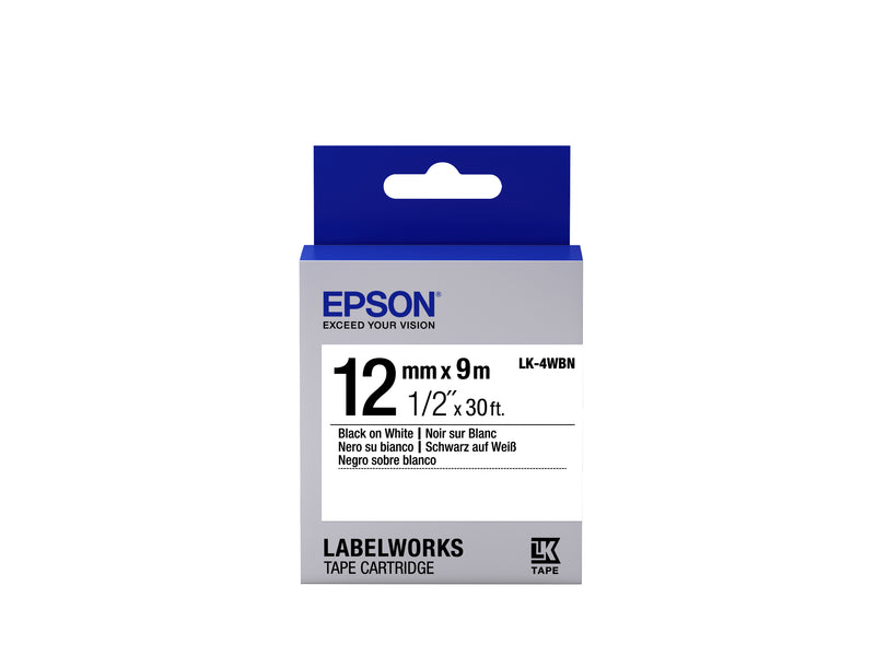 Epson Label Cartridge Standard Black/White 12mm (9m) etiketbånd Sort på hvid