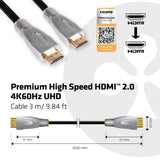 CLUB3D CAC-1310 HDMI-kabel 3 m HDMI Type A (Standard) Sort, Sølv