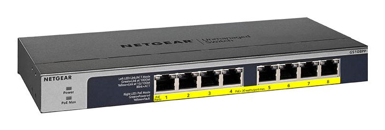 NETGEAR GS108PP Ikke administreret Gigabit Ethernet (10/100/1000) Strøm over Ethernet (PoE) Sort