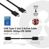 CLUB3D 0.8m, 2xUSB3.1-C USB-kabel USB 3.2 Gen 2 (3.1 Gen 2) 1 m USB C Sort